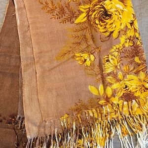 Floral Brown and Yellow Scarf
